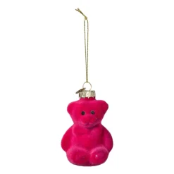 Xenos Kersthanger gummybeer velvet - roze - 8x5.6x4.6 cm- Kersthangers|Kerstballen