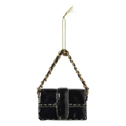 Xenos Kersthanger handtas - zwart - 4.2x7x2.8 cm- Kerstcadeaus|Kersthangers