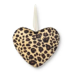 Xenos Kersthanger hart luipaard - bruin - 12x12 cm- Kersthangers|Kerstballen