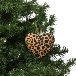 Xenos Kersthanger hart luipaard - bruin - 12x12 cm- Kersthangers|Kerstballen