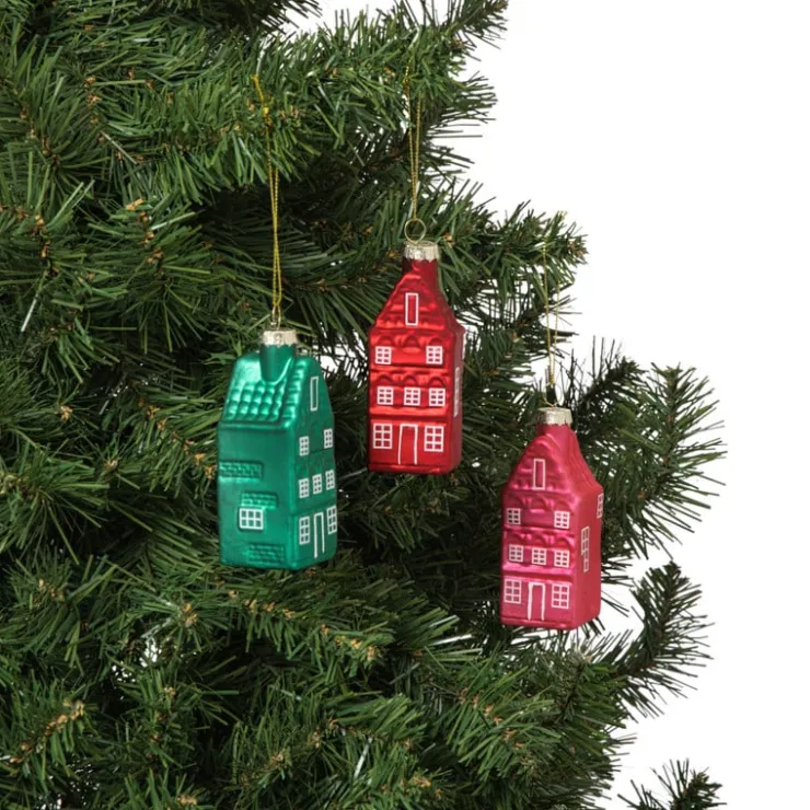 Xenos Kersthanger huisjes - multikleur - diverse varianten - 9.5x3.5x3.5 cm- Kerstballen|Kersthangers