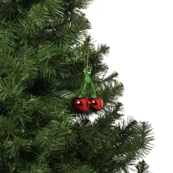Xenos Kersthanger kersen - groen/rood - 9x6.5x3.8 cm- Kersthangers|Kerstballen