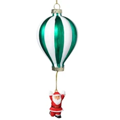 Xenos Kersthanger luchtballon met kerstman - diverse varianten - ø7.5x16.5 cm- Kersthangers|Kerstballen