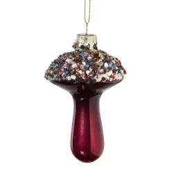 Xenos Kersthanger paddenstoel - bruin - ø5.5x9 cm- Kersthangers|Kerstballen