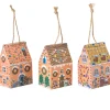 Xenos Kersthanger papieren huisjes - set van 3- Kersthangers|Kerstballen