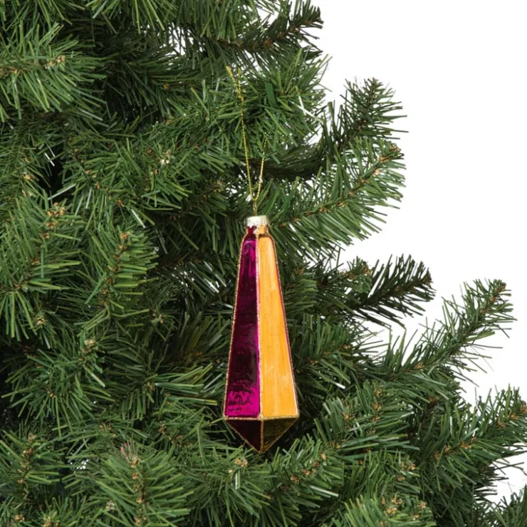 Xenos Kersthanger pegel velvet - roze/oranje - 4.3x13.7 cm- Kersthangers|Kerstballen