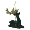 Xenos Kersthanger rendier liggend - goudkleurig/zwart - 8x9 cm- Kerstballen|Kersthangers