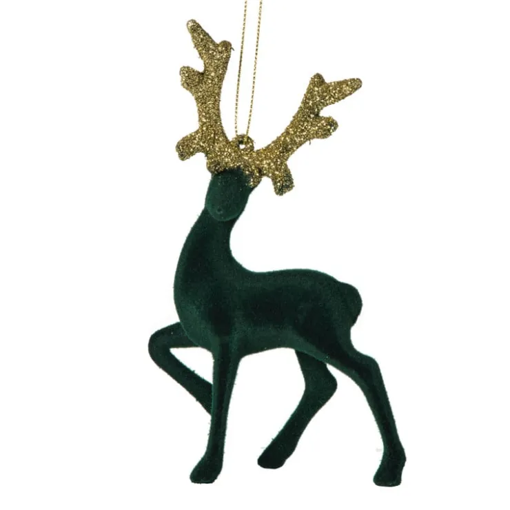 Xenos Kersthanger rendier staand - goudkleurig/zwart - 10x16 cm- Kersthangers|Kerstballen