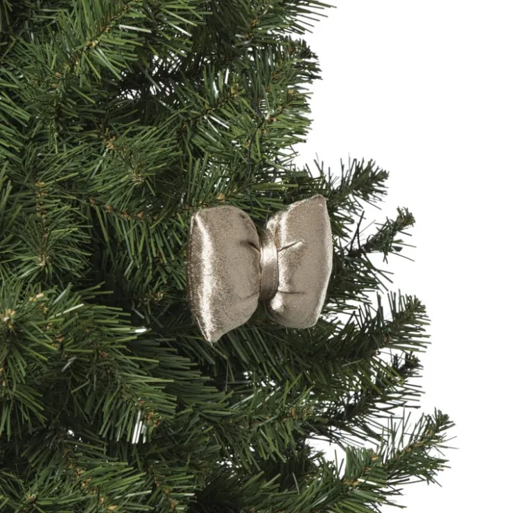 Xenos Kersthanger strik - champagnekleurig - 8x9.5x1.5 cm- Kersthangers|Kerstballen