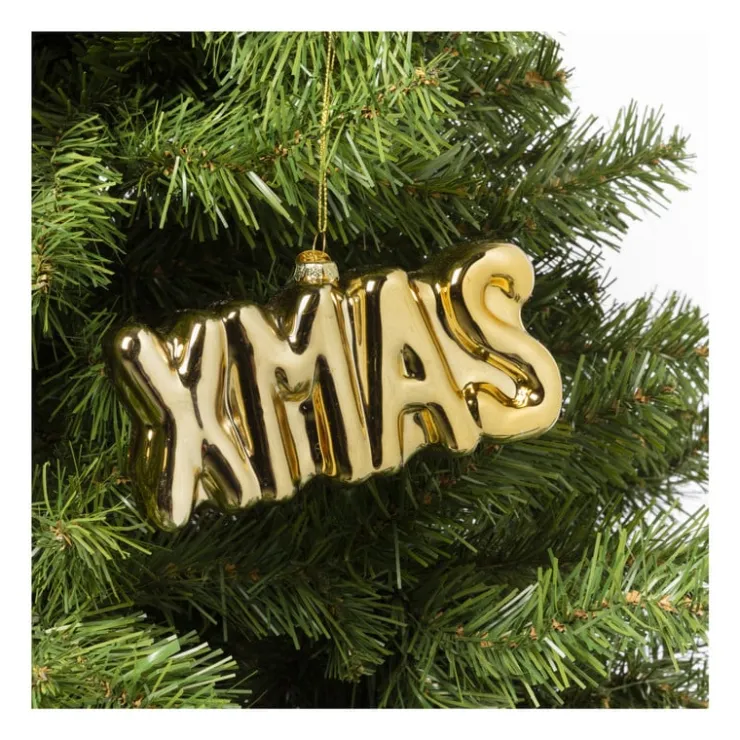 Xenos Kersthanger XMAS - glas - 7.5x15x3.5 cm- Kersthangers|Kerstballen