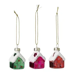 Xenos Kersthangers mini - huisjes - set van 3- Kersthangers|Kerstballen