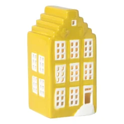 Xenos Kersthuisje - geel - 11x5.5x5.5 cm- Kerstfiguren|Kersthuisjes