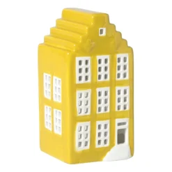 Xenos Kersthuisje - geel - 11x5.5x5.5 cm- Kerstfiguren|Kersthuisjes
