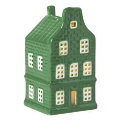 Xenos Kersthuisje - groen - 11x5.5x5.5 cm- Kerstfiguren|Kersthuisjes