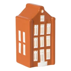 Xenos Kersthuisje - oranje - 11x5.5x5.5 cm- Kerstfiguren|Kersthuisjes