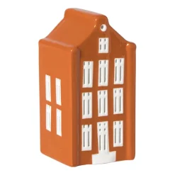Xenos Kersthuisje - oranje - 11x5.5x5.5 cm- Kerstfiguren|Kersthuisjes