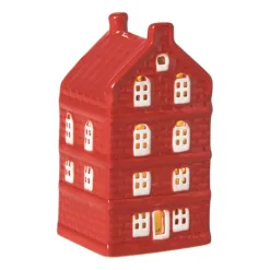 Xenos Kersthuisje - rood - 11x5.5x5.5 cm- Kerstfiguren|Kersthuisjes