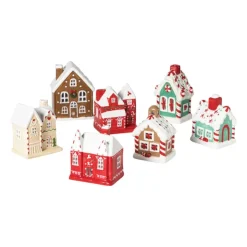 Xenos Kersthuisje LED - rood - 10.5x8.8x6.5 cm- Kerstfiguren|Kersthuisjes
