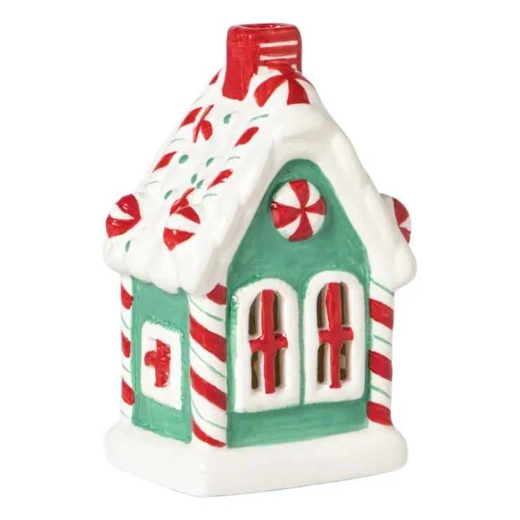 Xenos Kersthuisje LED middel - groen - 13x8x6 cm- Kerstfiguren|Kersthuisjes