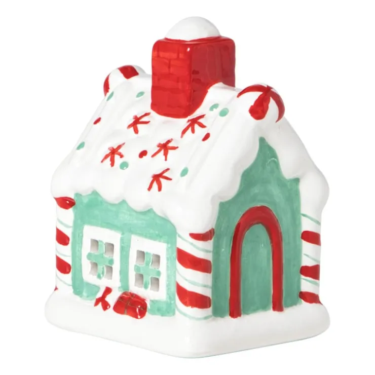 Xenos Kersthuisje met sneeuw LED - wit - 11x8x7 cm- Kerstfiguren|Kersthuisjes