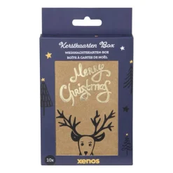 Xenos Kerstkaarten box kraft - set van 10- Kerst Knutselen