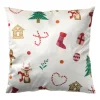Xenos Kerstkussen skiën - beige/multikleur - 45x45 cm- Kussens