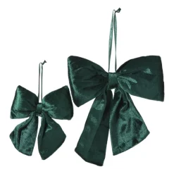 Xenos Kerststrik velvet klein - groen - 12x13 cm- Kersthangers