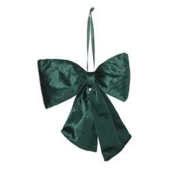 Xenos Kerststrik velvet medium - groen - 19x24 cm- Kersthangers