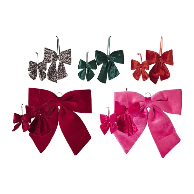 Xenos Kerststrik velvet medium - groen - 19x24 cm- Kersthangers