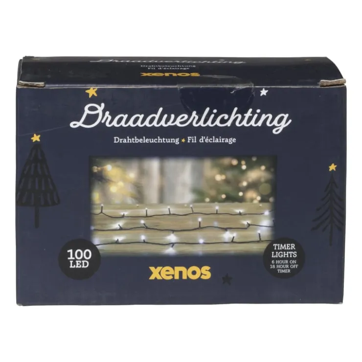 Xenos Kerstverlichting LED - klassiek wit - 100 lampjes - 7.5 meter- Kerstverlichting|Kerstboom Verlichting