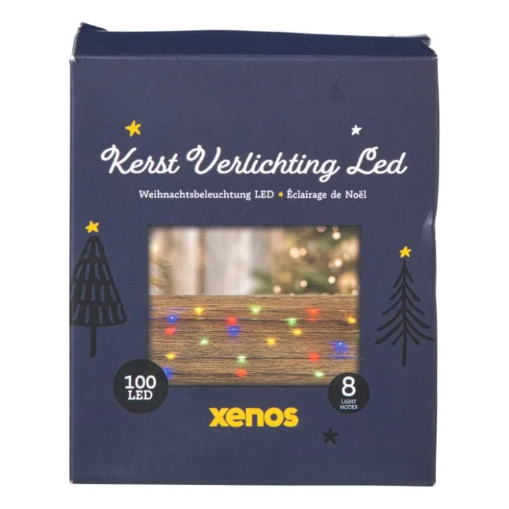 Xenos Kerstverlichting LED - multikleur - 100 lampjes - 30 cm- Kerstverlichting