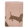Xenos Keukendoek teckels - roze/bruin - 50x50 cm- Thee- En Keukendoeken