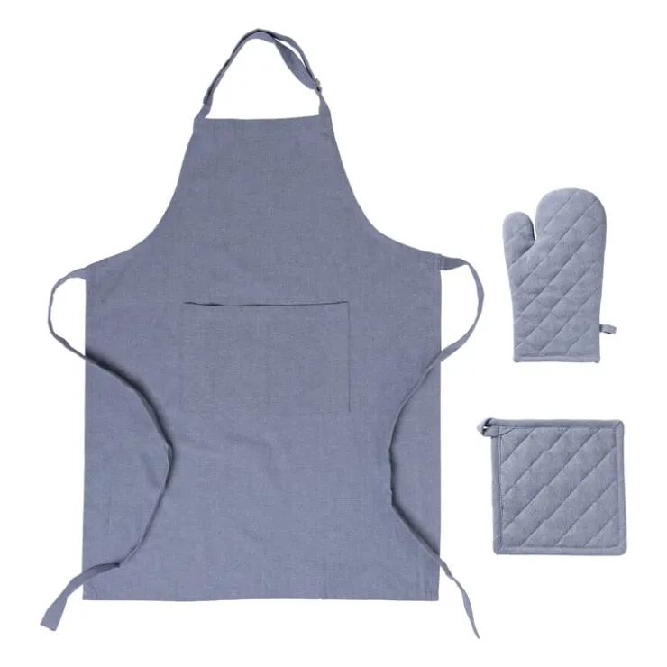 Xenos Keukenschort denim - blauw - 65x85 cm- Schorten