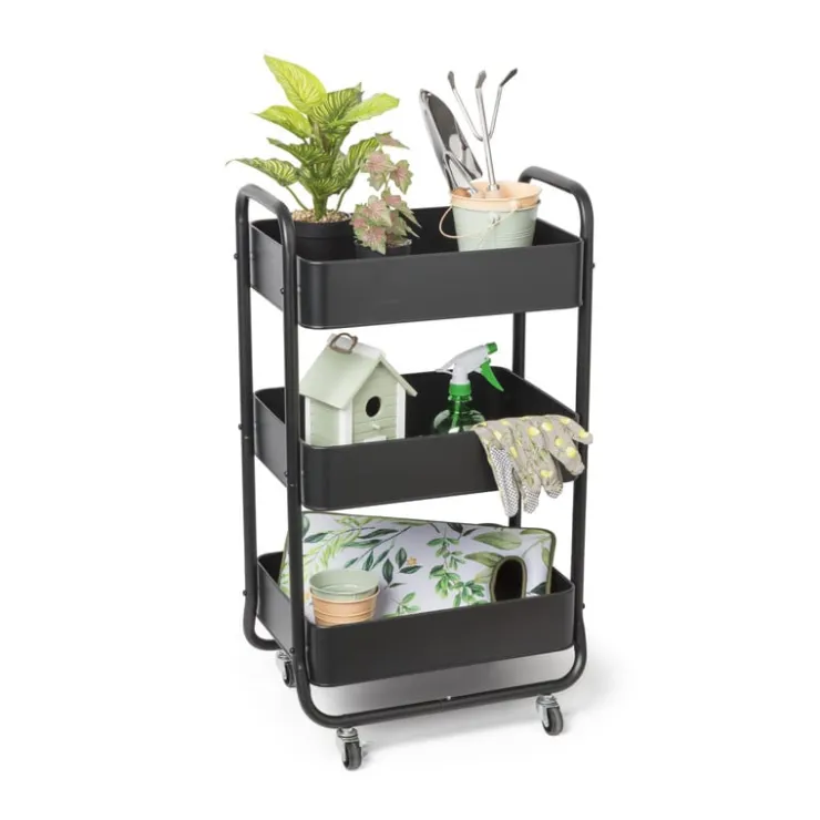 Xenos Keukentrolley - zwart - 44x30x78.6 cm- Keukentrolleys