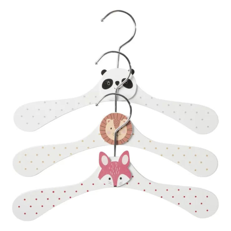 Xenos Kinder kledinghanger dieren - wit - set van 3- Kledinghangers