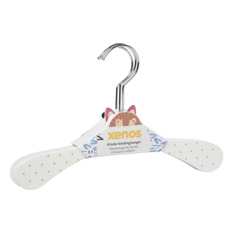 Xenos Kinder kledinghanger dieren - wit - set van 3- Kledinghangers
