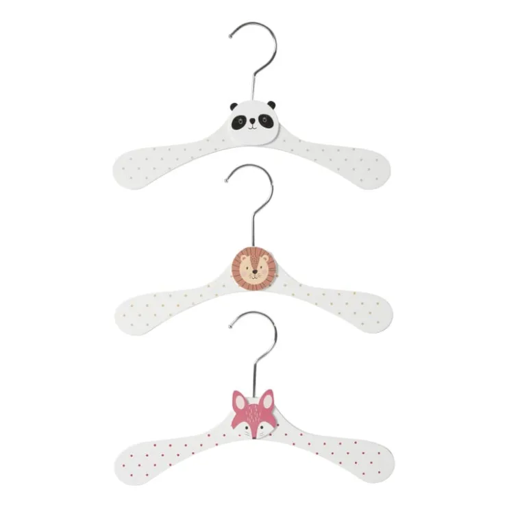Xenos Kinder kledinghanger dieren - wit - set van 3- Kledinghangers