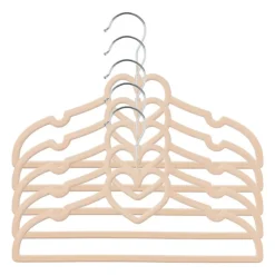 Xenos Kinder kledinghanger hart - vilt - beige - set van 5- Kledinghangers