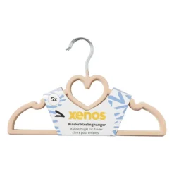 Xenos Kinder kledinghanger hart - vilt - beige - set van 5- Kledinghangers