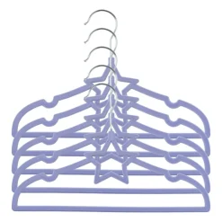 Xenos Kinder kledinghanger ster - vilt - paars - set van 5- Kledinghangers