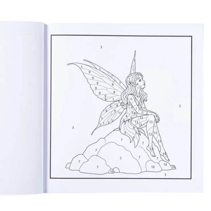 Xenos Kleurboek op nummer fantasiefiguren - 20x20 cm- Kleurboeken|Kerstcadeaus