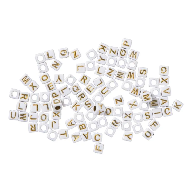 Xenos Kralen met letters - beige/goud - set van 100- Knutselspullen