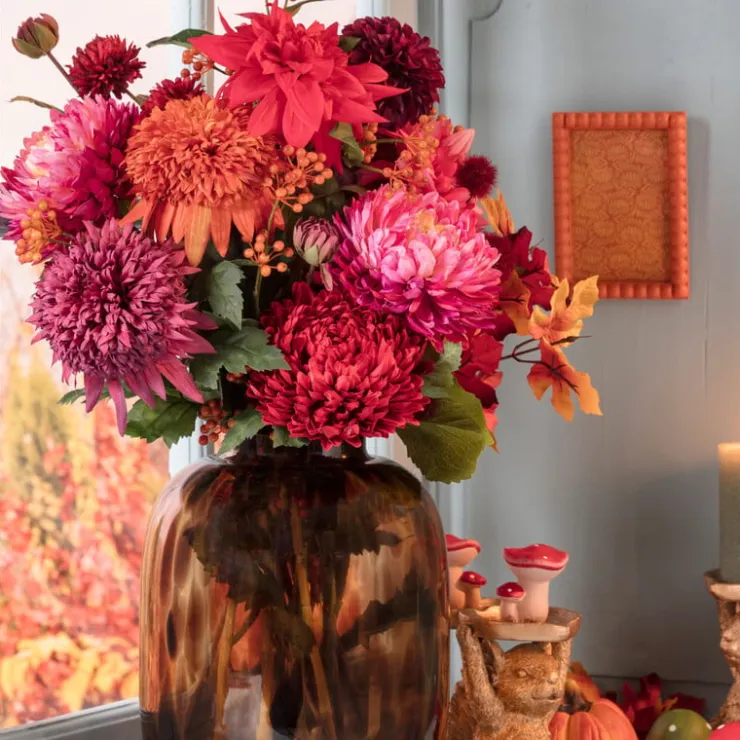 Xenos Kunstbloem dahlia - oranje - 75 cm- Kunstbloemen