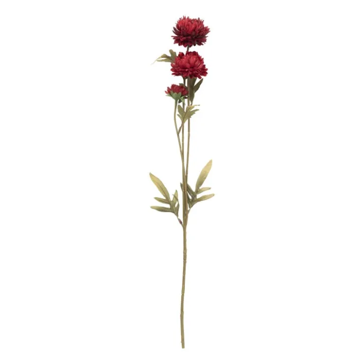 Xenos Kunstbloem met 3 chrysanten - rood - 68 cm- Kunstbloemen
