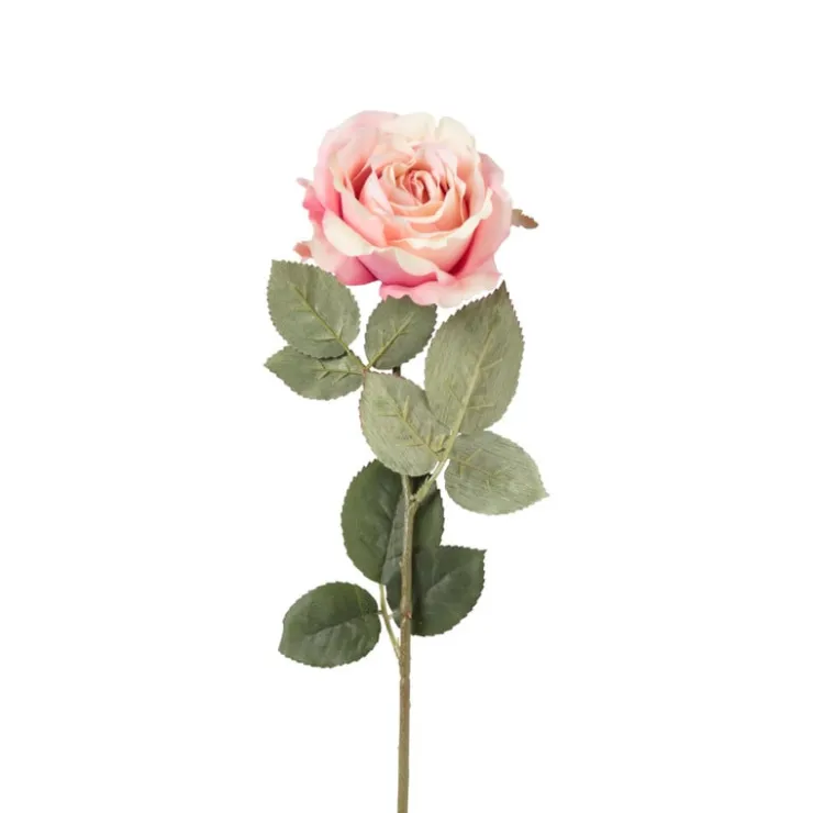 Xenos Kunstbloem roos - roze - 64 cm- Kunstbloemen