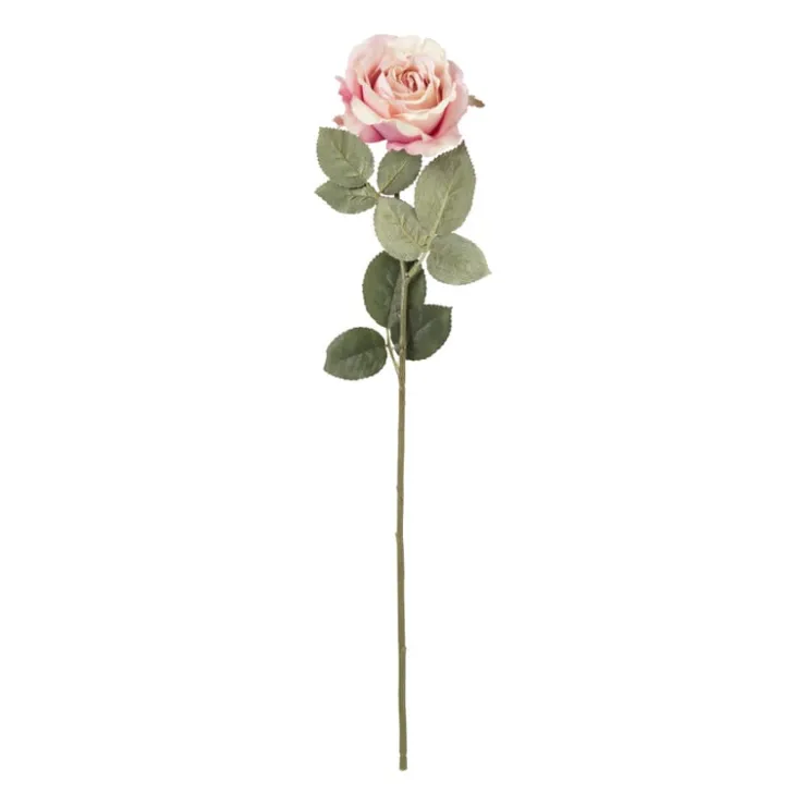 Xenos Kunstbloem roos - roze - 64 cm- Kunstbloemen