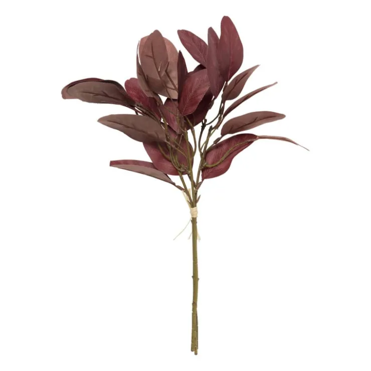 Xenos Kunsttak met bladeren - rood - 37 cm- Kunstbloemen