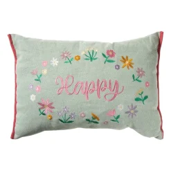 Xenos Kussen bloem happy easter - multikleur - 35x50 cm- Kussens
