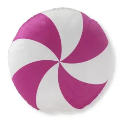 Xenos Kussen candy cane - roze/wit - ø40 cm- Kussens