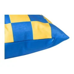 Xenos Kussen geblokt - geel/blauw - 45x45 cm- Kussens